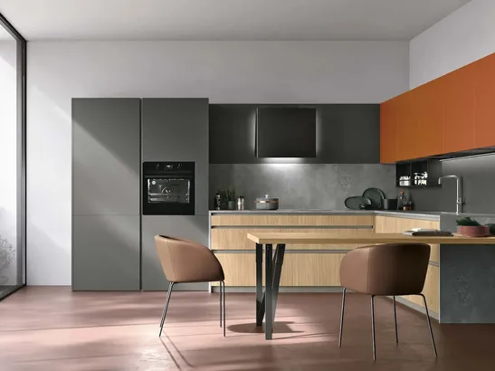 Cucina Moderna angolare con penisola Metropolis 13 di Stosa