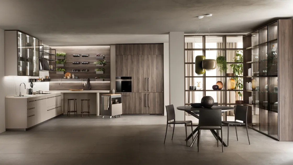 Cucina Moderna Mia 05 Grigio Selce e Noce Garden di Scavolini
