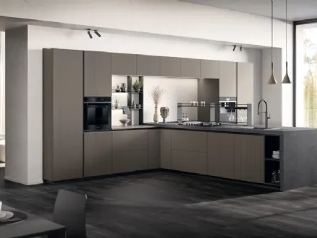 Cucina Moderna Mira 04 in laminato Strips Urban Steel di Scavolini