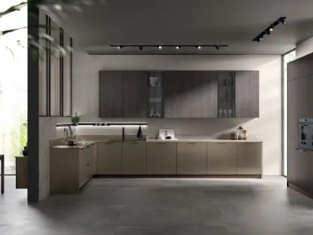 Cucina Moderna Musa 02 in vetro opaco Grigio Matera e decorativo Oriental di Scavolini