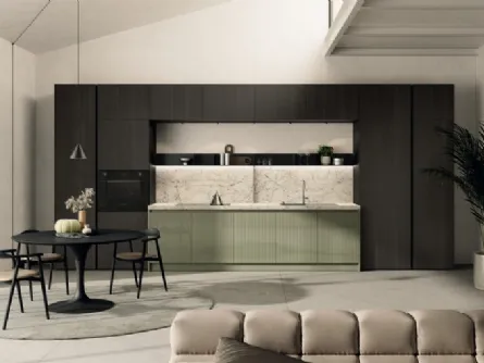 Cucina Moderna lineare Regola 03 in laccato e Rovere di Scavolini