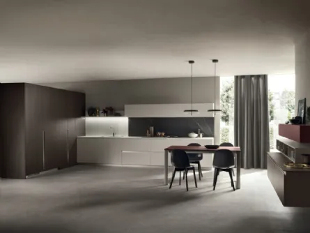 Cucina Moderna DeLinea 08 in laccato Grigio Chiaro e Rovere Grafite di Scavolini
