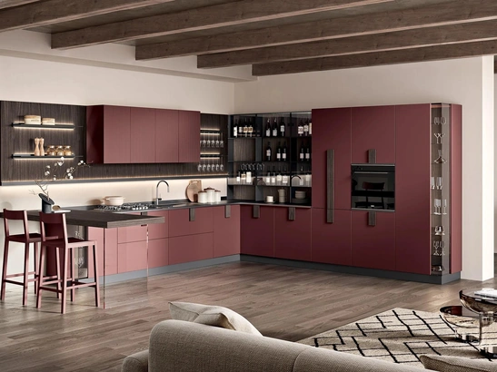Cucina Moderna angolare con penisola Sky 02 di Spar