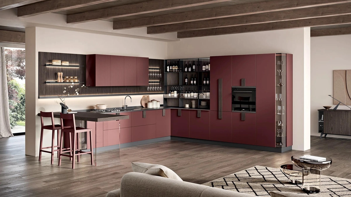 Cucina Moderna angolare con penisola Sky 02 di Spar