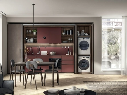 Cucina su misura salvaspazio Boxi 07 Rosso Jaipur di Scavolini