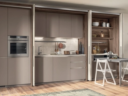 Cucina su misura salvaspazio Boxi 06 Grigio Selce di Scavolini