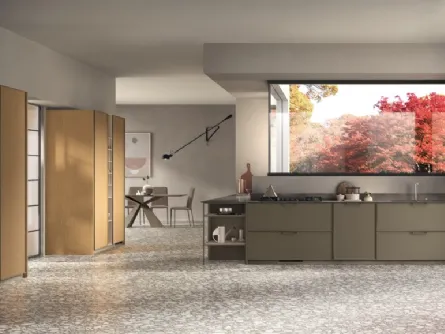 Cucina su misura Jeometrica 05 in laccato Matera e Rovere di Scavolini