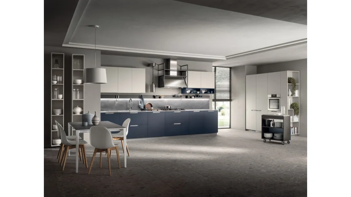 Cucina su misura Mia 09 Blu Moon e Grigio Chiaro di Scavolini