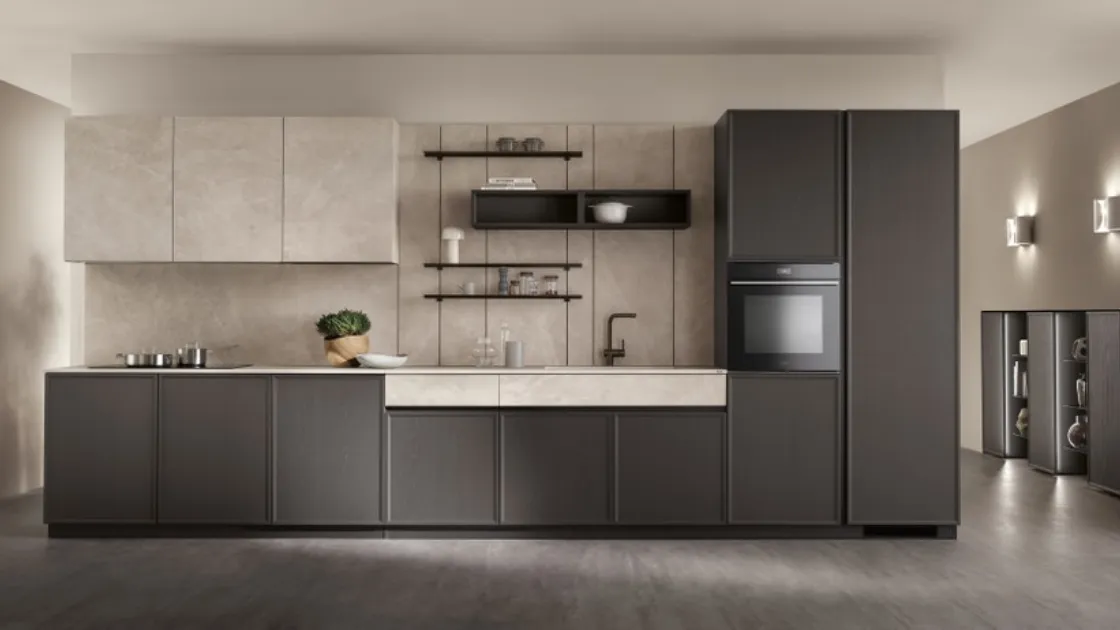 Cucina su misura Poetica 05 in Frassino Grigio di Scavolini